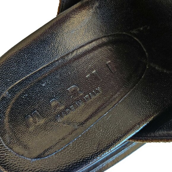 MARNI BLACK/BROWN FABRIC FUSSBETT SANDALS (37.5) - Picture 9 of 11